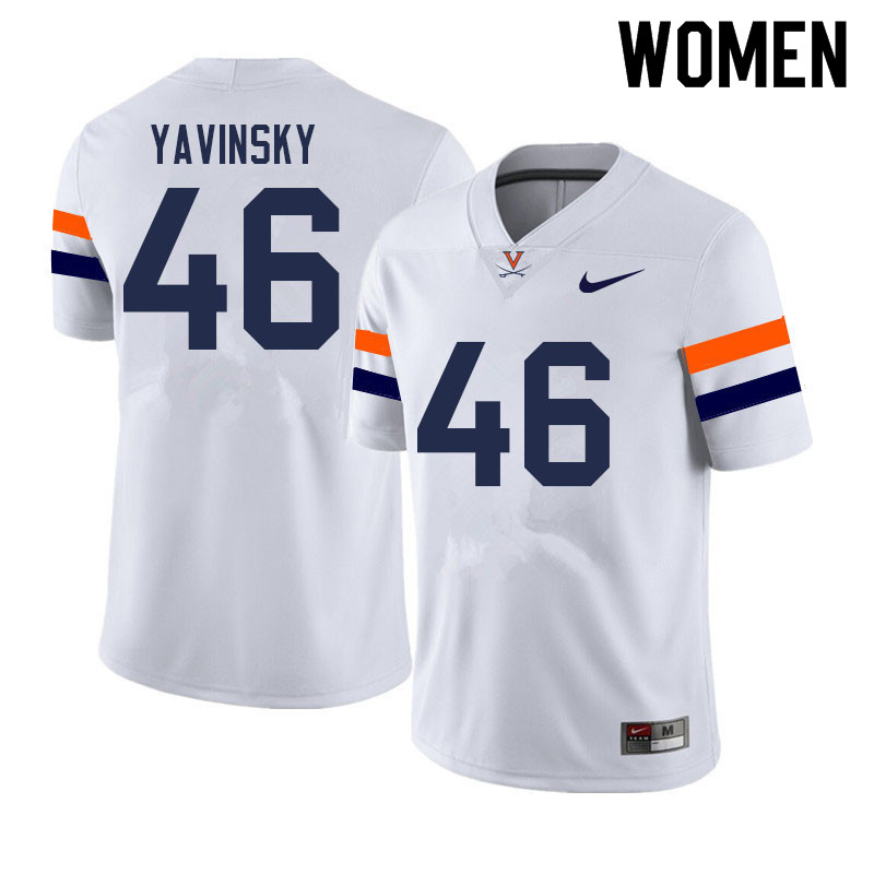 Women #46 Andrew Yavinsky Virginia Cavaliers College Football Jerseys Sale-White